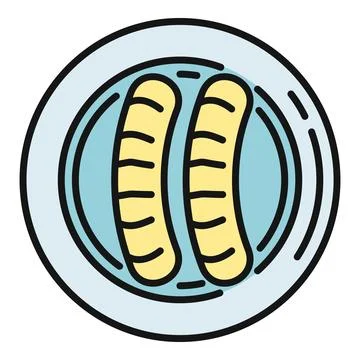 Cooked frankfurter sausages serving on a breakfast plate Stock Illustration