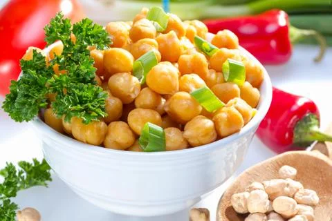 Cooked garbanzo beans. Stock Photos