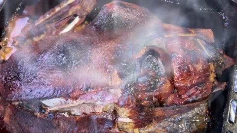 Cooked goose that makes smoke Stock-Footage 221636866