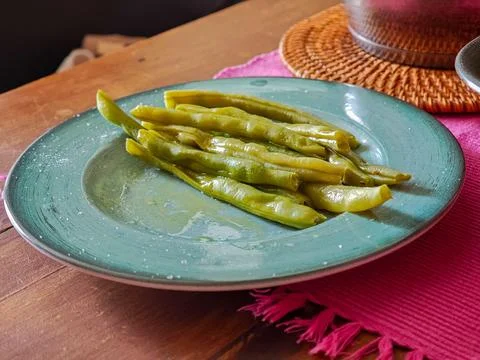 Cooked green bean dish Stock Photos
