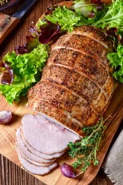 Cooked ham with colorful pfefer Stock Photos