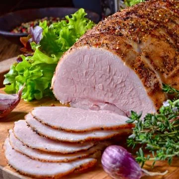 Cooked ham with colorful pfefer Stock Photos