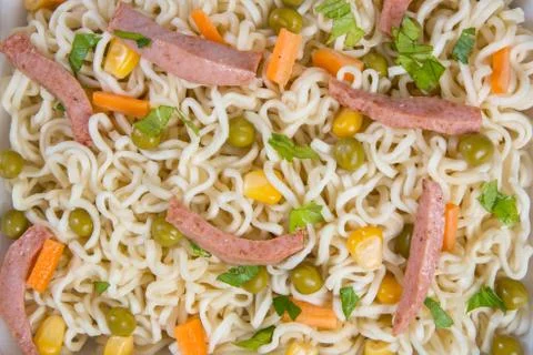 Cooked instant noodle texture Stock Photos