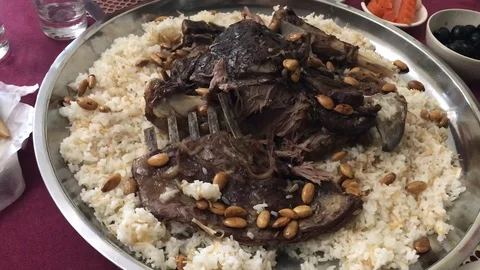 Cooked Lamb Leg Stock Footage 90726383