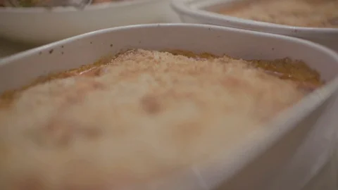 Cooked lasagna in casserole Stock Footage 87808827