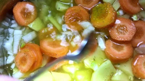 Cooked Meal With Vegetables Stock Footage 73888128