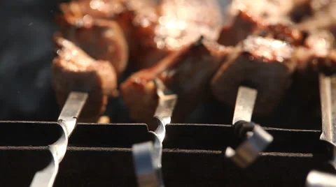Cooked meat on the grill Stock Footage 65276894
