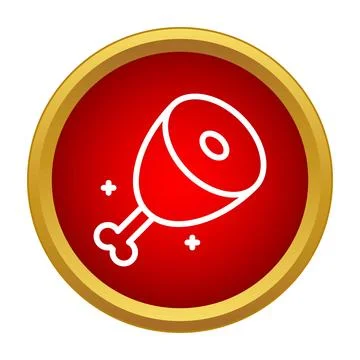 Cooked meat leg ham icon in red circle Stock Illustration