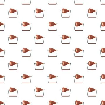 Cooked meat leg on spit grilling pattern Stock Illustration