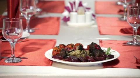 Cooked meat should be served at the table Stock Footage 48168775