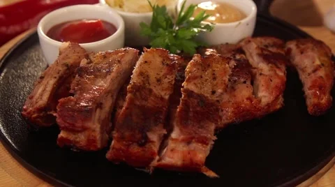 Cooked meat in slow motion Stock Footage 67860692