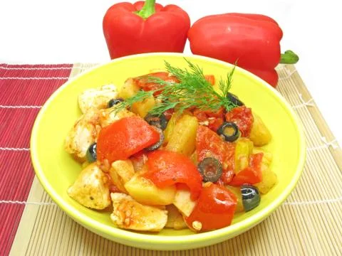 Cooked meat with vegetables Stock Photos