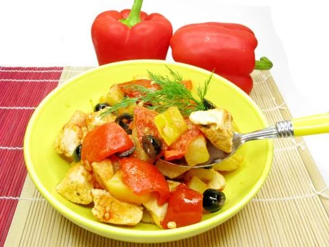Cooked meat with vegetables Stock Photos