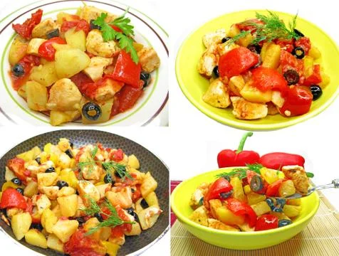 Cooked meat with vegetables Stock Photos
