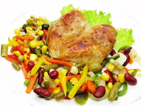 Cooked meat with vegetables Stock Photos