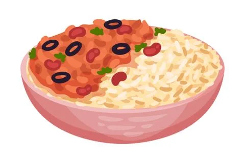 Cooked Minced Beef with Rice as Cuban Dish Vector Illustration Stock Illustration