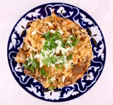 Cooked oriental risotto, meat with rice Stock Photos