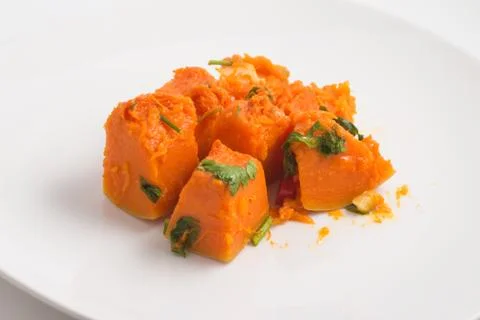 Cooked Pumpking Diced Stock Photos