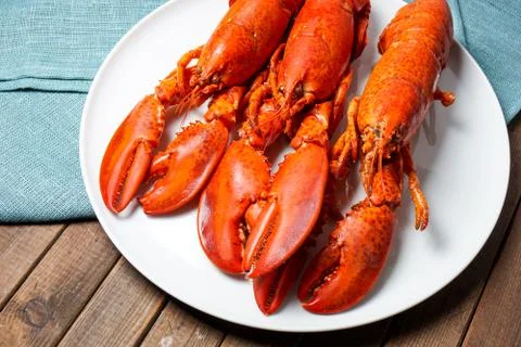 Cooked red Lobsters Stock Photos