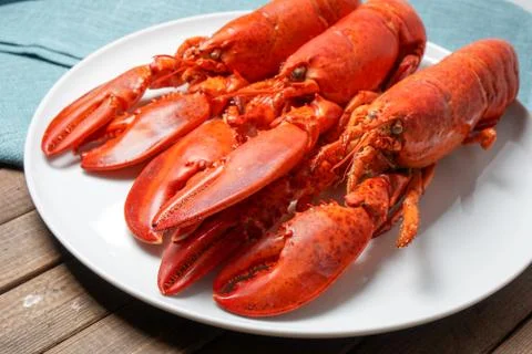 Cooked red Lobsters Stock Photos