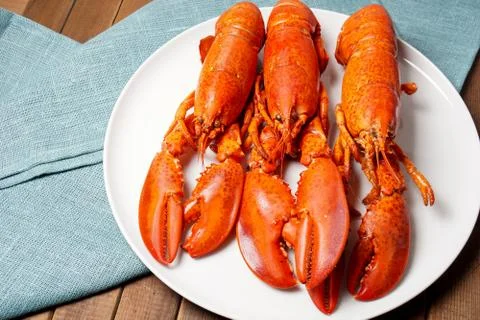 Cooked red Lobsters Stock Photos