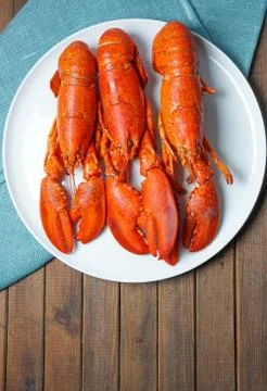 Cooked red Lobsters Stock Photos