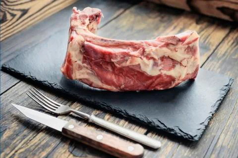 Cooked ribs with meat at shallow depth of field Stock Photos