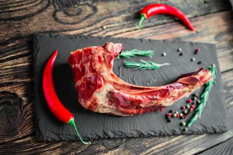 Cooked ribs with meat at shallow depth of field Stock Photos