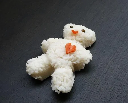 Cooked rice of bear shape Stock Photos