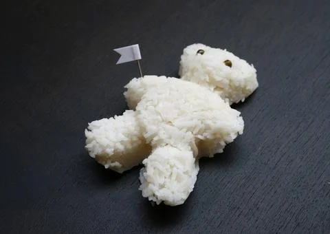 Cooked rice of bear shape Stock Photos