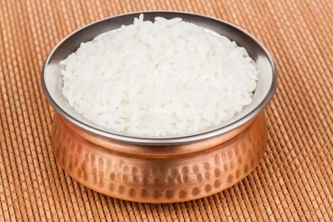 Cooked Rice in Copperware Foto stock