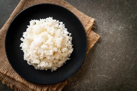 Cooked rice on plate Stock Photos