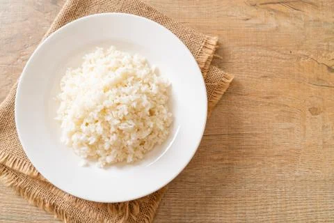 Cooked rice on plate Stock Photos