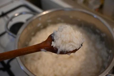 Cooked rice in a pot Fotos de archivo