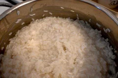 Cooked rice in a pot Photos