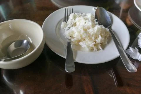 Cooked rice in the restuarant. Stock Photos