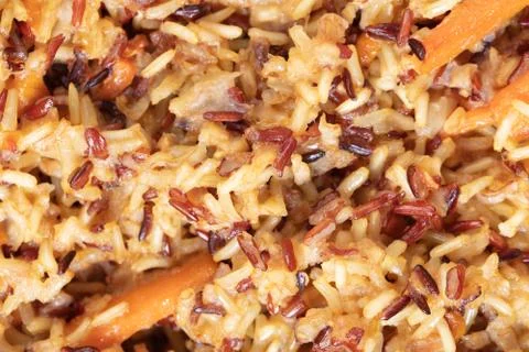 Cooked rice texture closeup Foto stock