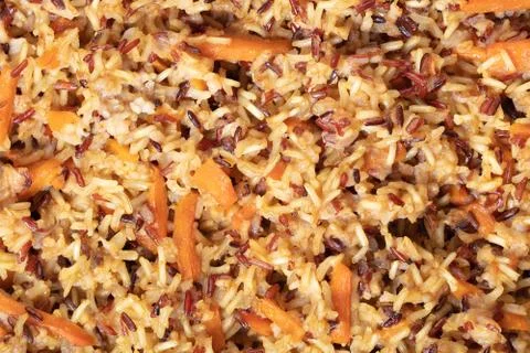Cooked rice texture closeup Stock Photos
