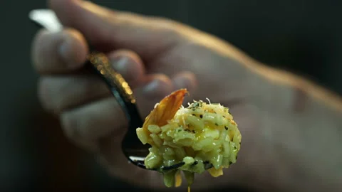 Cooked Risotto With a Fork 스톡 동영상 145654611