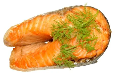 Cooked Salmon Steak Stock Photos