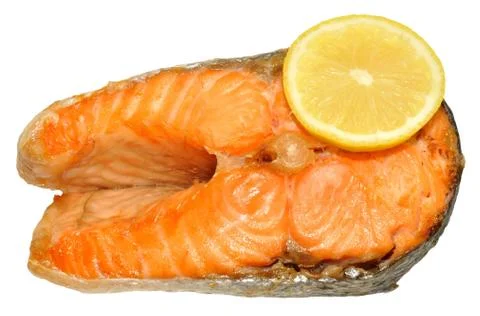 Cooked Salmon Steak Stock Photos