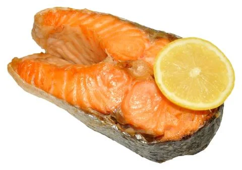 Cooked Salmon Steak Stock Photos