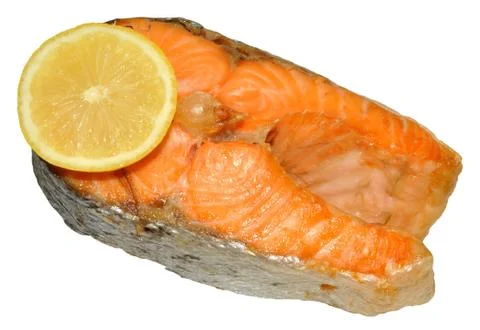 Cooked Salmon Steak Stock Photos