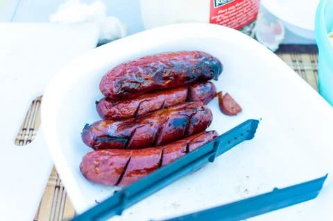 Cooked sausages Stock Photos