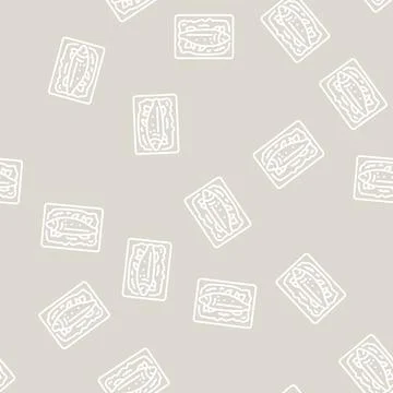 Cooked seafood line seamless pattern Illustrazione stock