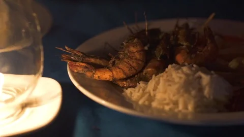 Cooked seafood on plate Stock Footage 85774751