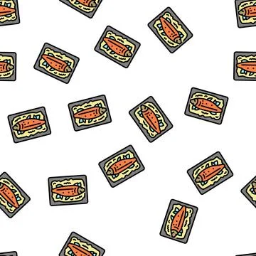 Cooked seafood vector seamless pattern Stock Illustration