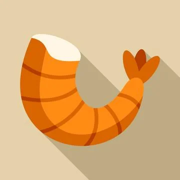 Cooked shrimp seafood icon flat design illustration 스톡 일러스트
