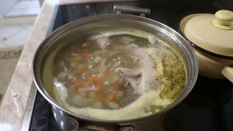 Cooked soup in a pan Stock-Footage 97831710