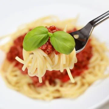 Cooked spaghetti bolognese Stock Photos